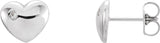 14K White Gold .02 CTW Natural Diamond Puffed Heart Earrings