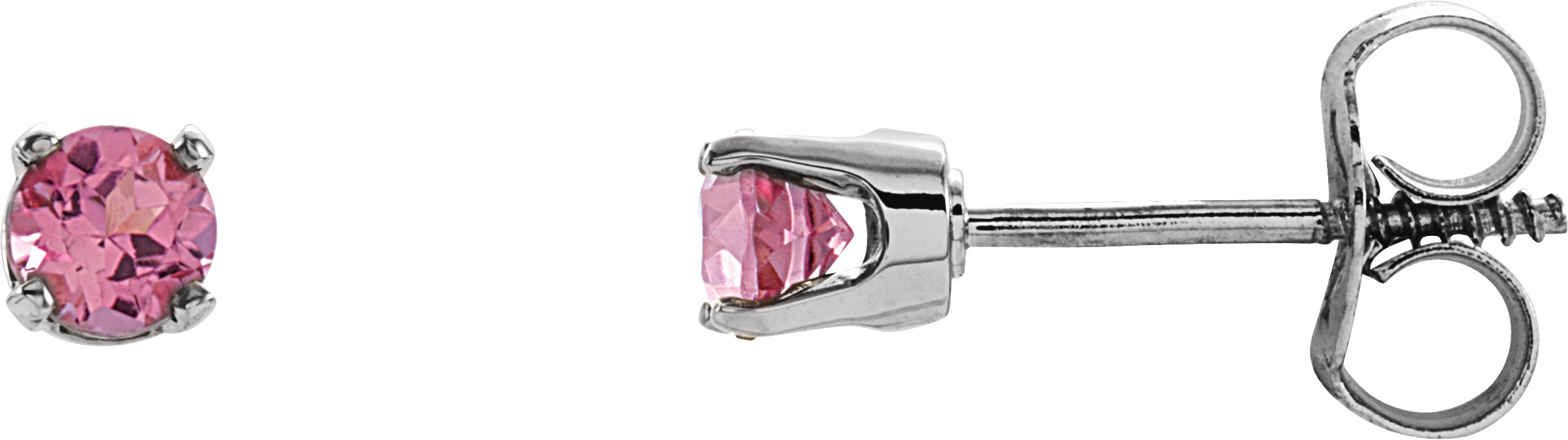 14K White Gold Imitation Pink Tourmaline Youth Earrings