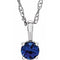 14K White 3 mm Natural Blue Sapphire Youth Solitaire 14