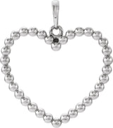 14K White Gold Beaded Heart Pendant