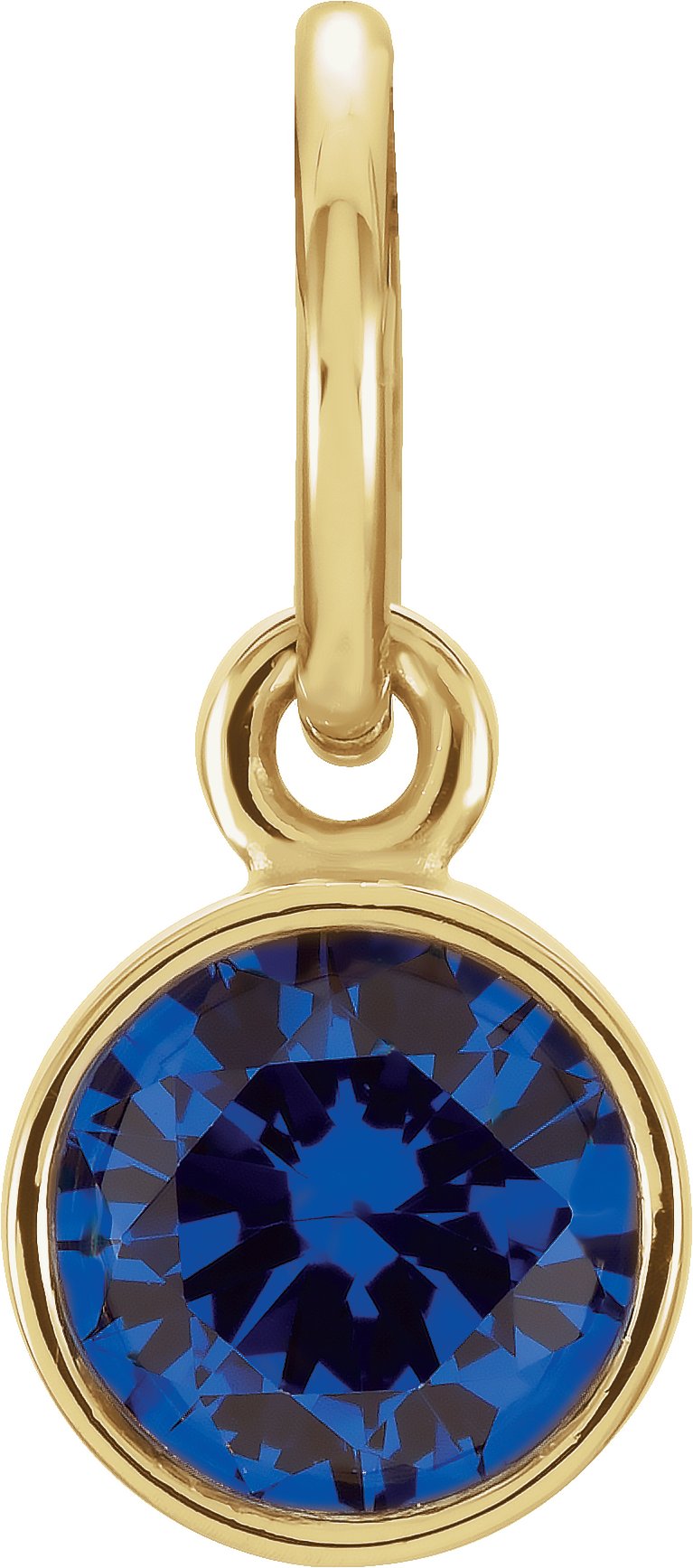 14K Yellow Gold Posh Mommy® Imitation Blue Sapphire Charm/Pendant