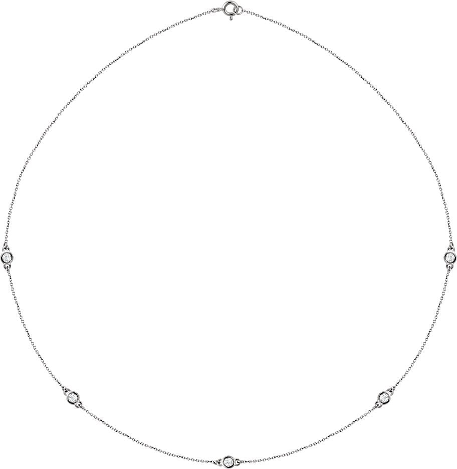 14K White Gold 1/2 CTW Lab-Grown Diamond 5-Station 18" Necklace