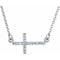14K White Natural Aquamarine Sideways Cross 16-18
