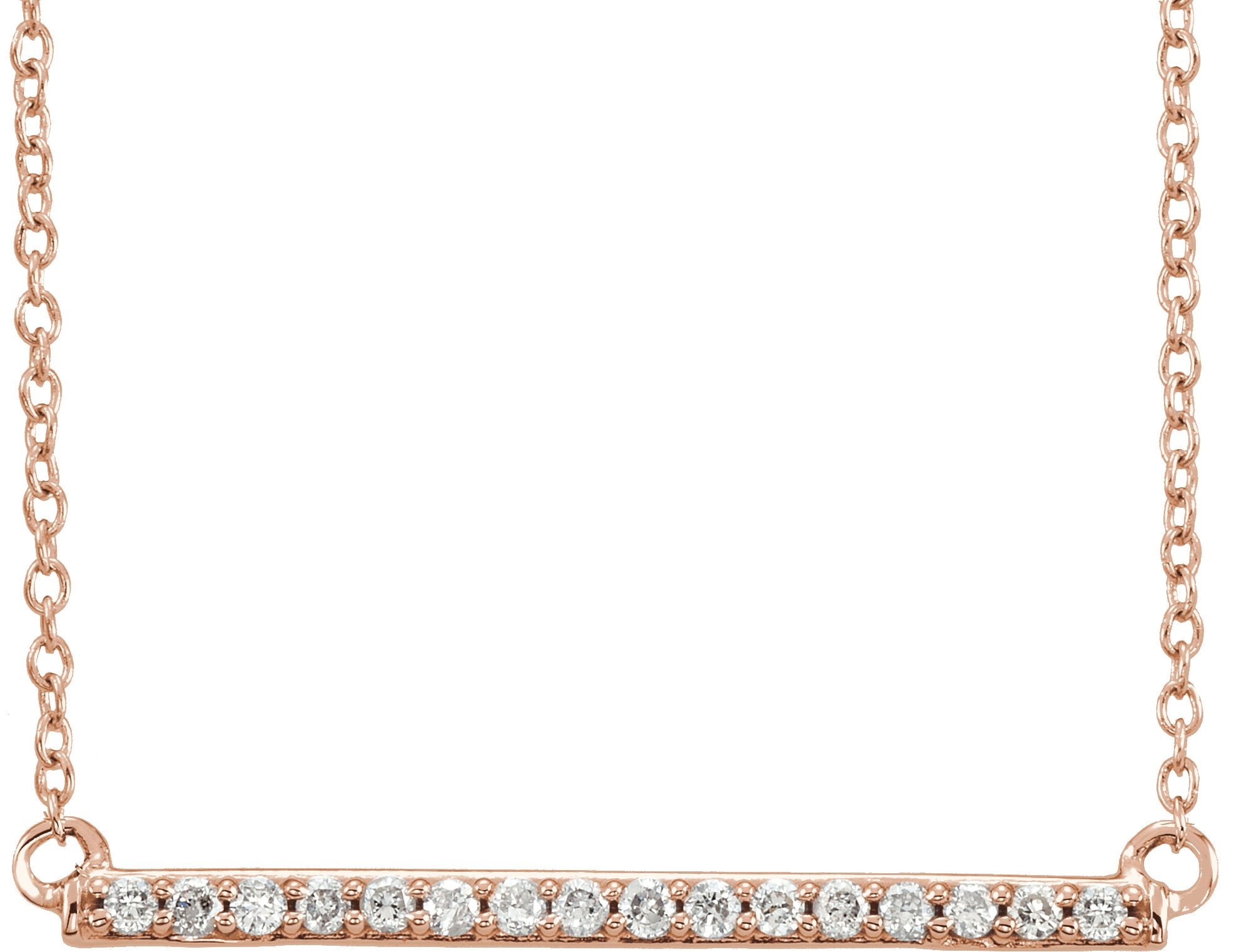 14K Rose Gold 1/6 CTW Natural Diamond Bar 16-18" Necklace