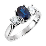 Platinum Natural Blue Sapphire & 3/8 CTW Natural Diamond Ring