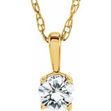 14K Yellow 3 mm Natural Diamond Youth Solitaire 14" Necklace