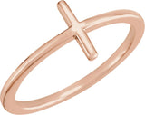 14K Rose Gold Sideways Cross Ring