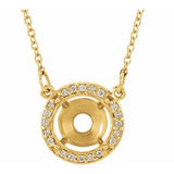 14K Yellow 8 mm Round .05 CTW Natural Diamond Semi-Set 16" Necklace