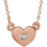 14K Rose .03 CTW Natural Diamond Heart 16" Necklace