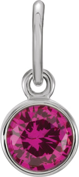 14K White Gold Posh Mommy® Imitation Ruby Charm/Pendant