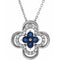Platinum Lab-Grown Blue Sapphire & .08 CTW Natural Diamond Clover 18