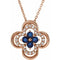 14K Rose Natural Blue Sapphire & 1/10 CTW Natural Diamond Clover 18