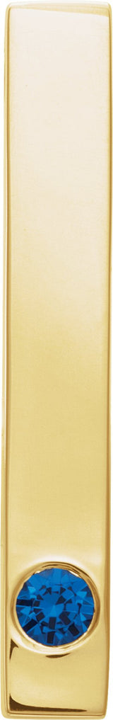14K Yellow Gold Natural Blue Sapphire Family Engravable Bar Pendant