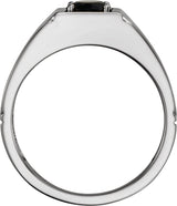 14K White Gold Natural Black Onyx Ring