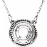 14K White 10 mm Round Halo-Style 16" Necklace Mounting