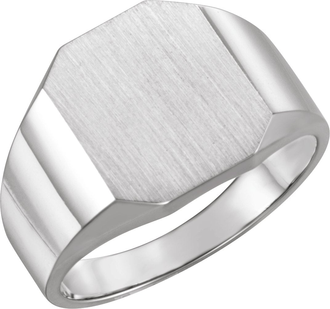 Sterling Silver 14x12 mm Octagon Signet Ring