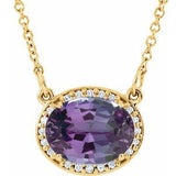 14K Yellow Lab-Grown Alexandrite & .04 CTW Natural Diamond 16 1/2" Necklace