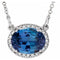 14K White Lab-Grown Blue Sapphire & .04 CTW Natural Diamond 16 1/2