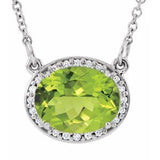 14K White Natural Peridot & .04 CTW Natural Diamond 16 1/2" Necklace
