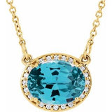 14K Yellow Natural Swiss Blue Topaz & .04 CTW Natural Diamond 16 1/2" Necklace