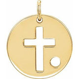 14K Yellow Pierced Cross Disc Pendant Mounting