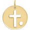 14K Yellow Pierced Cross Disc Pendant Mounting