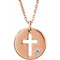 14K Rose .03 CT Natural Diamond Pierced Cross Disc 16-18