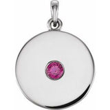 Platinum Lab-Grown Ruby Disc Pendant