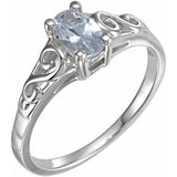 14K White April Youth Imitation Birthstone Ring