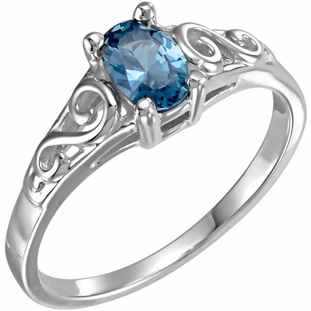 14K White December Youth Imitation Birthstone Ring