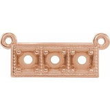 14K Rose 3 mm Round Three-Stone Granulated Bar Necklace Center