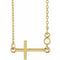 14K Yellow 2 mm Round Sideways Cross 16-18