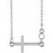 Sterling Silver 2 mm Round Sideways Cross 16-18