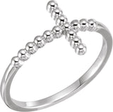 Continuum Sterling Silver Beaded Sideways Cross Ring