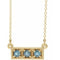 14K Yellow Natural Aquamarine Three-Stone Bar 16-18