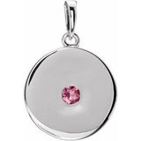 Platinum Natural Pink Tourmaline Disc Pendant