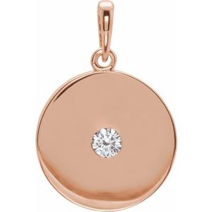 14K Rose 1/10 CTW Natural Diamond Disc Pendant