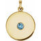 14K Yellow Natural Aquamarine Disc Pendant