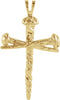 14K Yellow Gold Nail Design Cross Pendant