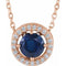 14K Rose Lab-Grown Blue Sapphire & .05 CTW Natural Diamond Halo-Style 16