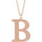 14K Rose Gold-Plated Sterling Silver Engravable Imitation Blue Zircon Initial B 18