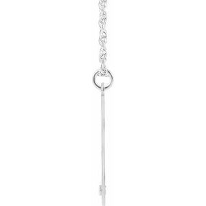 10K White Engravable Imitation Blue Zircon Initial B 18" Necklace