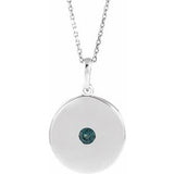 14K White Lab-Grown Alexandrite Disc 16-18" Necklace