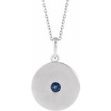 Sterling Silver Lab-Grown Blue Sapphire Disc 16-18" Necklace