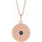 14K Rose Lab-Grown Blue Sapphire Disc 16-18