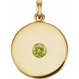 14K Yellow Natural Peridot Disc Pendant
