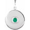 Sterling Silver Natural Emerald Disc Pendant