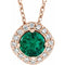 14K Rose Lab-Grown Emerald & .08 CTW Natural Diamond 18