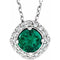 14K White Lab-Grown Emerald & .08 CTW Natural Diamond 18