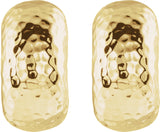 14K Yellow Gold Hammered Hollow J-Hoop Earrings